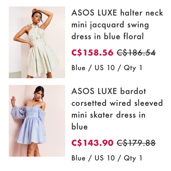 ASOS halter neck mini jacquard swing dress in blue floral sz 10 - Picture 4 of 4